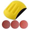 KaminoKa Mouse-Shaped Hand Sander, Fits 125mm Round Sandpaper, DIY Polishing, Surface Finishing, and Chamfering (Set of 15 Sandpapers, 3 Types)