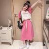 Girls' Korean-Style Summer Skirt Suit - Fashionable Two-Piece, Short-Sleeved Set for Children