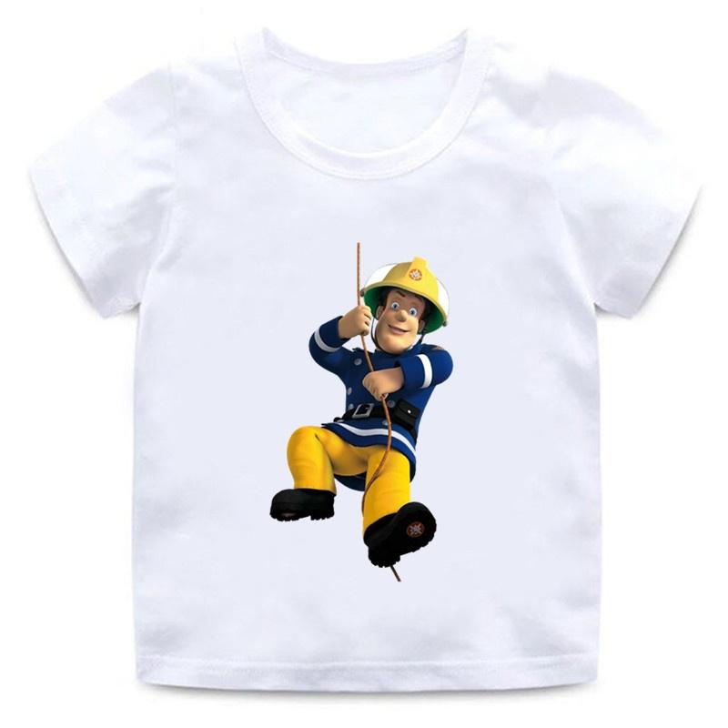 Fireman Sam Print Cartoon Funny White Short Sleeve New Men Women Tee Adults Children Boy Gril Top Kid Parent Child Cotton Tshirt