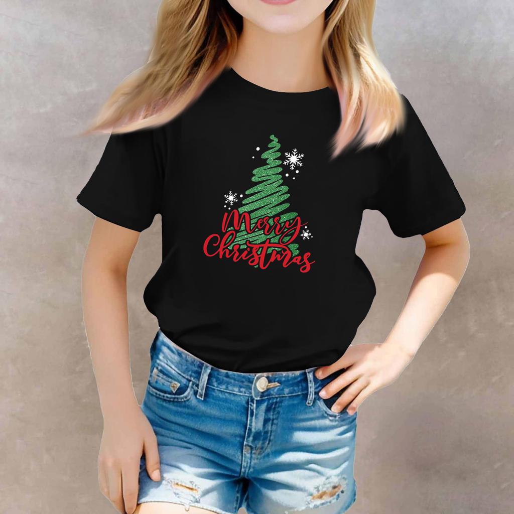 Christmas Day Toddler Girl Boy T-Shirts Kids Top Boys And Girls Printed Short Sleeved T-shirt