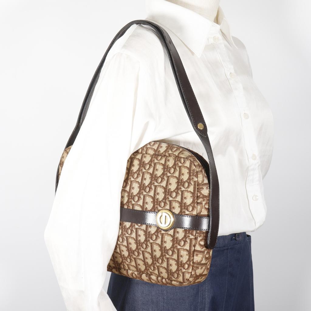 Dior Trotter Shoulder Bag vintage Brown canvas Women Used