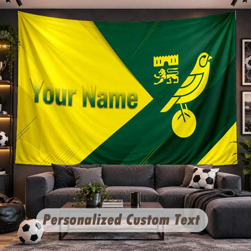 Wall Hanging Tapestry Custom NameNorwich City Pattern Personalized Printed Fabric Wall Decor