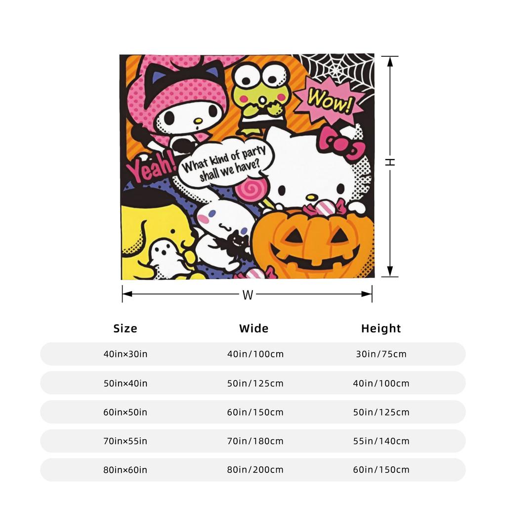 Hello Kitty Halloween Blanket Fleece Spring Autumn Pumpkins Multifunction Warm Throw Blanket for Sofa Office Bedspreads