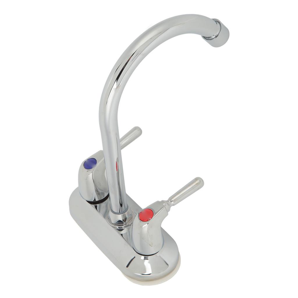 Смеситель для раковины с 2 ручками и 2 отверстиями, дизайн палубной пластины, смеситель для раковины с горячей и холодной водой для ванной комнаты и кухни