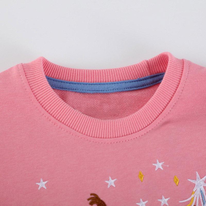 Girls Embroidered Sweatshirt Kids Cotton Knit Crew Neck Base Layer Top