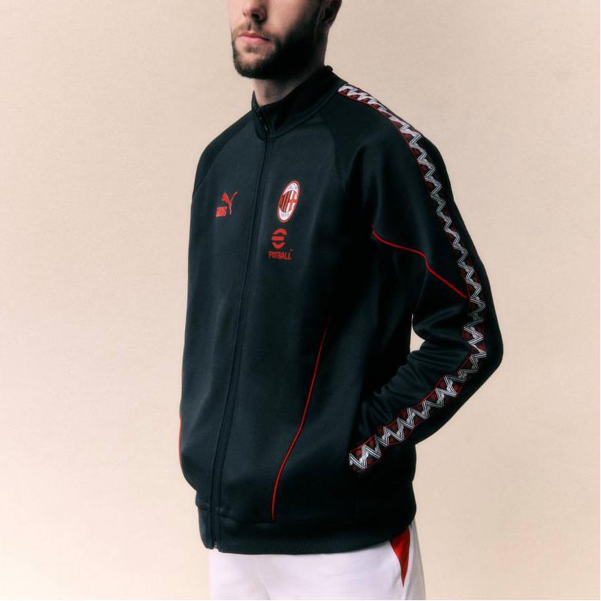 Puma AC Milan Сезон 26/27 Ретро-логотип Классический красно-черный Влагоотводящая Быстросохнущая Куртка с молнией с длинным рукавом Мужские куртки 786735-17