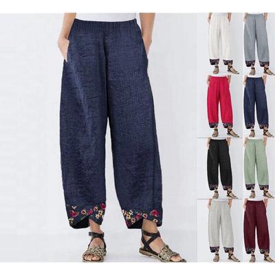 Однотонные полосатые свободные повседневные прямые брюки для маленьких ног для женщин