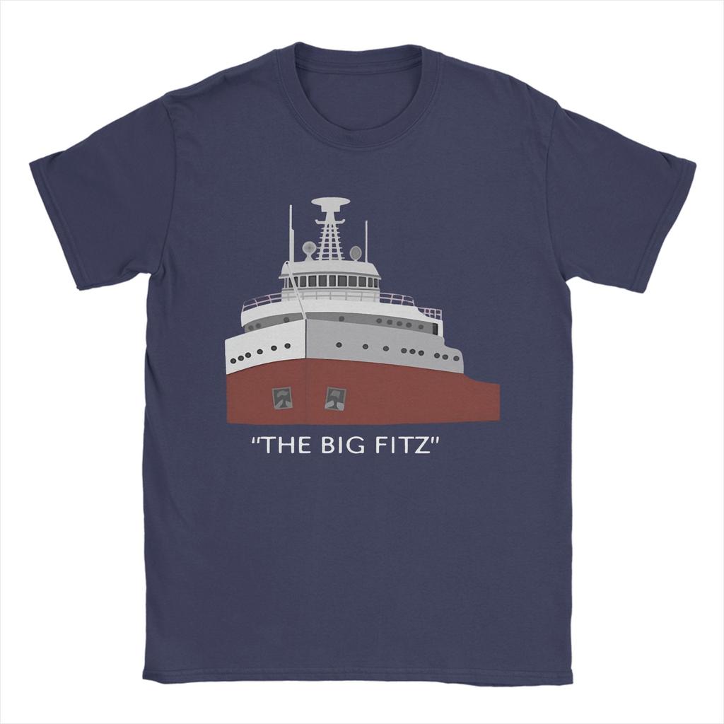 Men T-Shirt Edmund Fitzgerald Novelty Pure Cotton Tee Shirt Short Sleeve Great Ship T Shirts Round Neck Tops Adult