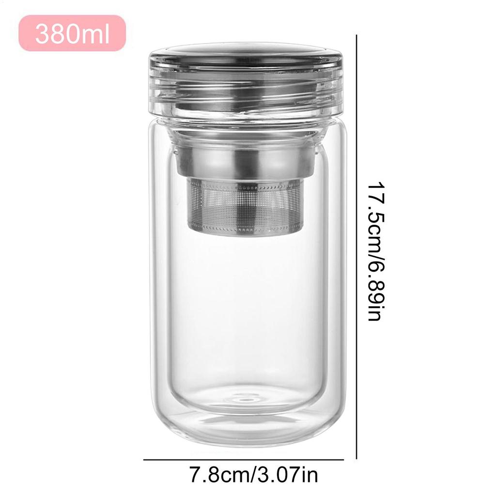 Glass Tea Cups Transparent Tea Infuser Cup Leak Proof Heat Resistant Mug with Large Capacity for Camping Home Car Serving Friend