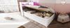 Sofa Bed 90*200, with Multi-Socket Outlet and Multiple Storage Compartments, Light Strip, Hydraulic, Solid Wood, Single, Multifunctional Wooden, White