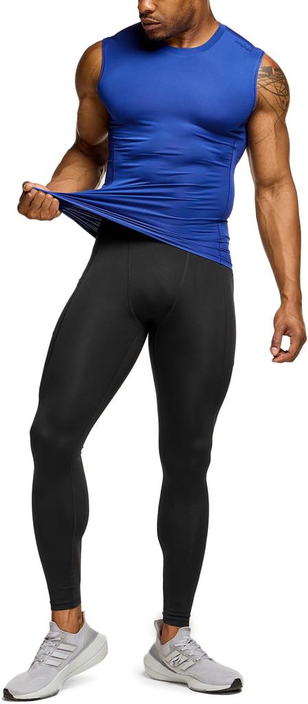 Майка без рукавов компрессионная Tesla с защитой от УФ-лучей, идеальна для базового слоя и как самостоятельное изделие, мужская, быстросохнущая, влагоотводящая, для бега, тренировок, фитнеса,