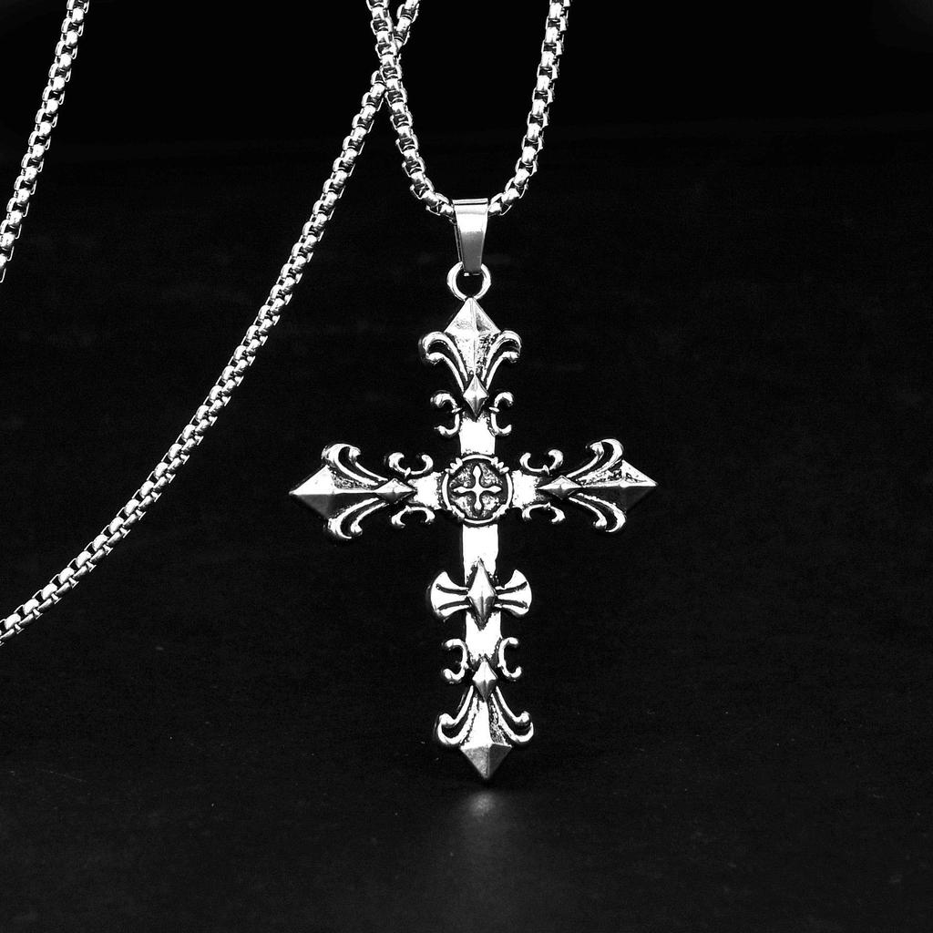 Винтажная хип-хоп цепочка-ожерелье: Подвеска «Пылающий крест» Унисекс.