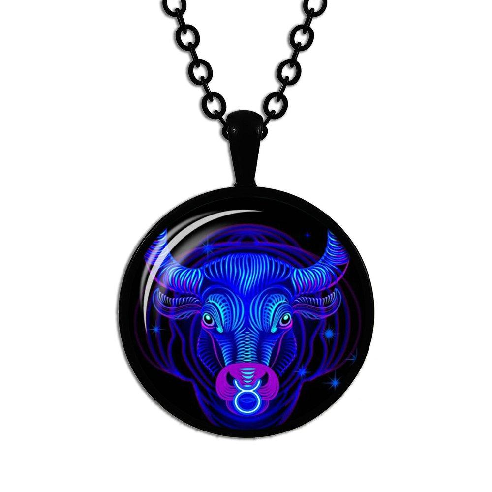 Новая мода 12 знаков зодиака дизайн зодиак гороскоп астрология кулон ожерелье дамы мужчины стекло кабошон ожерелье