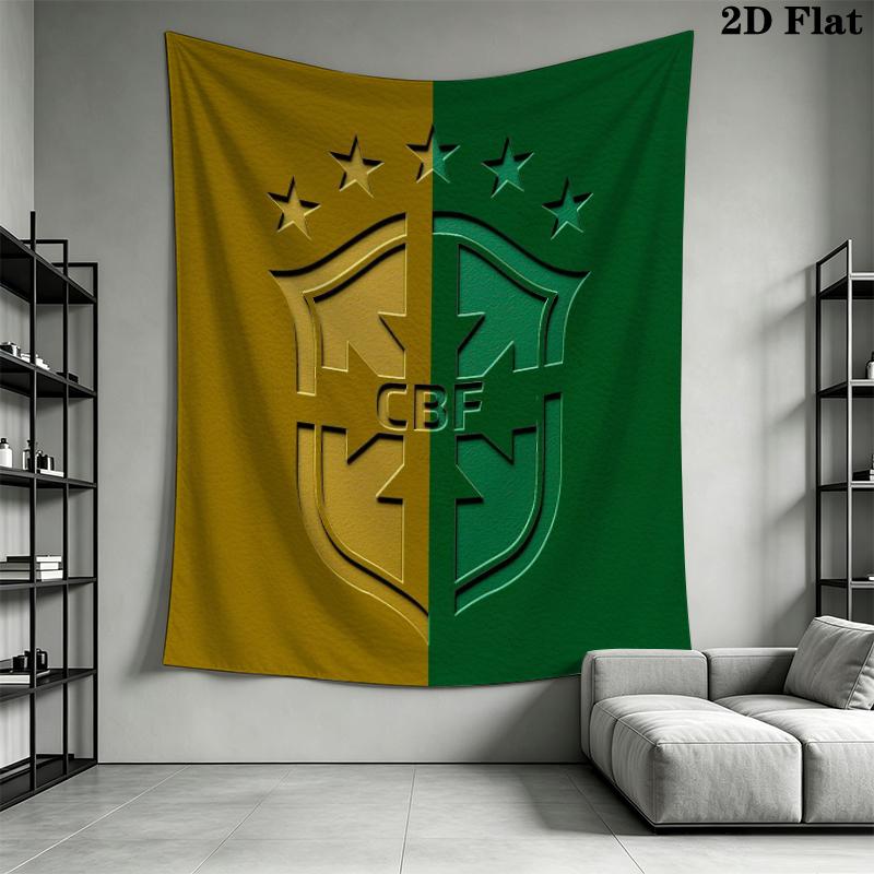 Brazilian Football Wall Tapestry Aesthetic Wall Hanging Printed Fabric Blanket Decorative Tapestries for Bedroom Living Room Home Decor