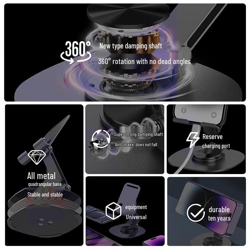 BZBC 360° Rotating Carbon Steel Foldable Phone & Tablet Stand