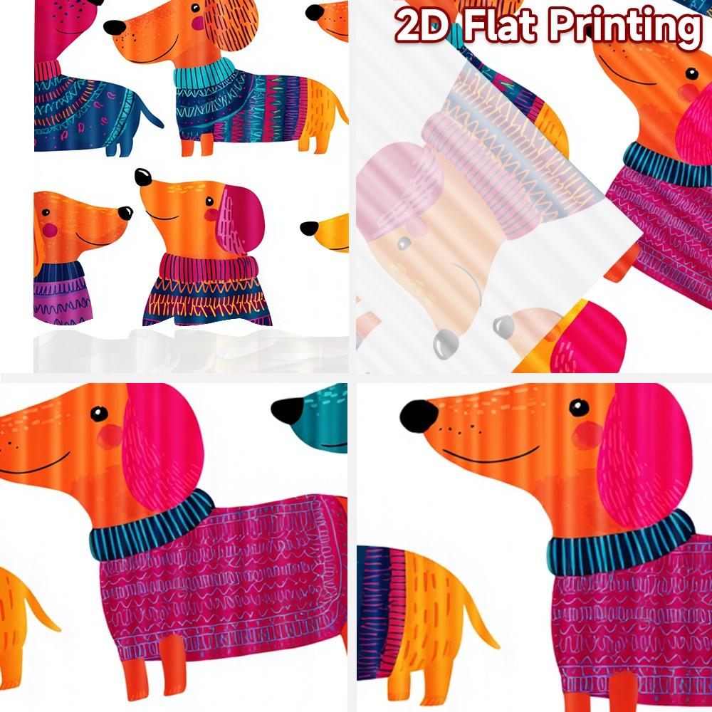 2D flat printing 2pcs Scene Curtains Dachshunds Cute Dogs Digital Printed Polyester Drapes Holiday Decorations Use for Holiday