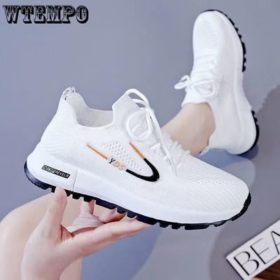 Сетчатая спортивная обувь для женщин, белая дышащая повседневная обувь на плоской подошве, мягкая подошва