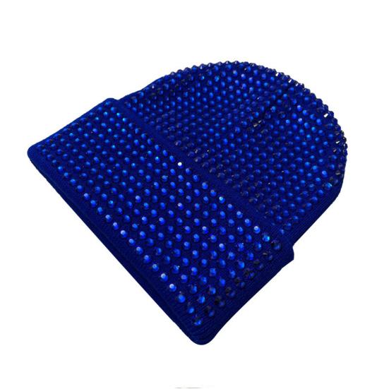 Унисекс зимняя шапка со складчатыми полями, однотонная эластичная шапка со стразами, сохраняющая тепло, для взрослых, для холодной погоды, для улицы и повседневной жизни