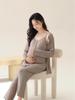 Modal Maternity Pajamas: 3-Piece Autumn Set with Breast Pads, Postpartum Nursing, Belly Comfort, Summer Wear.