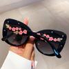New Sunglasses Large Frame Women Cat Eye Glasses Retro Fashion Floral Sunglasses Trendy Sunscreen Sunglasses Vacation Glasses