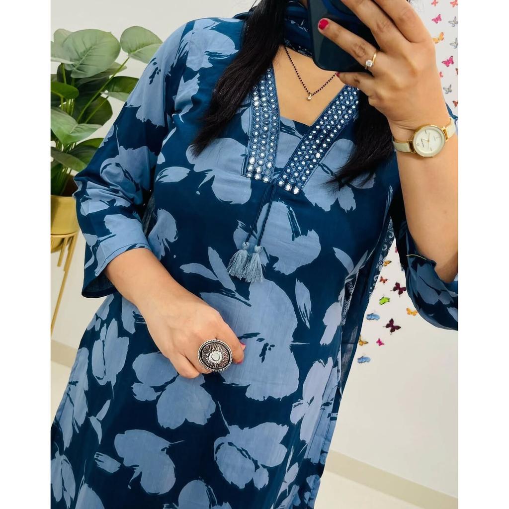 Женский дизайнерский топ-туника-курти, брюки, дупатта, комплект, одежда для болливудской вечеринки, костюм сальвар VF-20264a