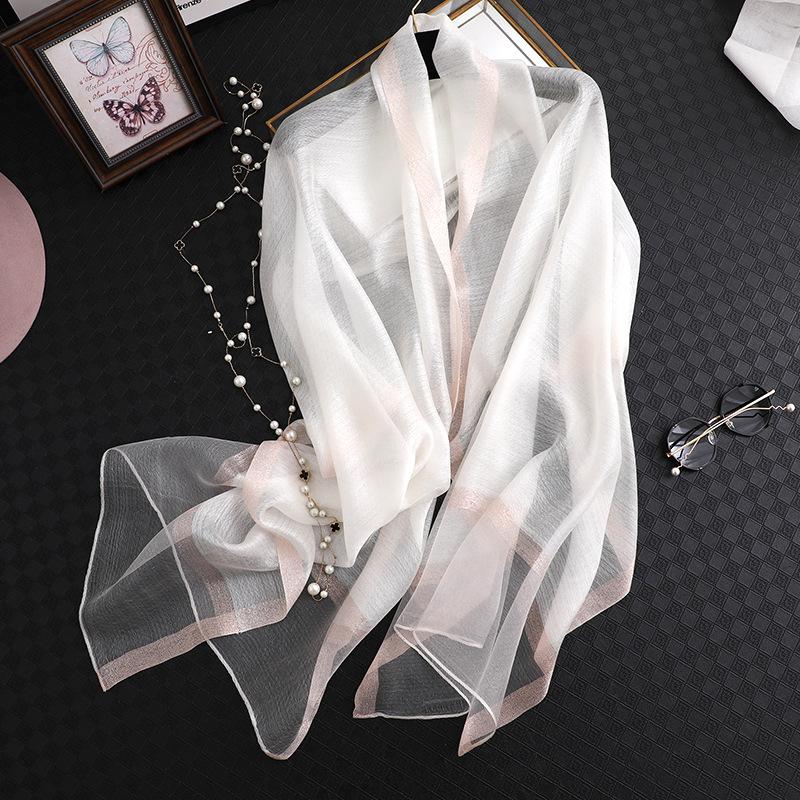 Сплошной цвет, шаль из искусственного шелка, женский длинный шарф, осенний солнцезащитный шарф