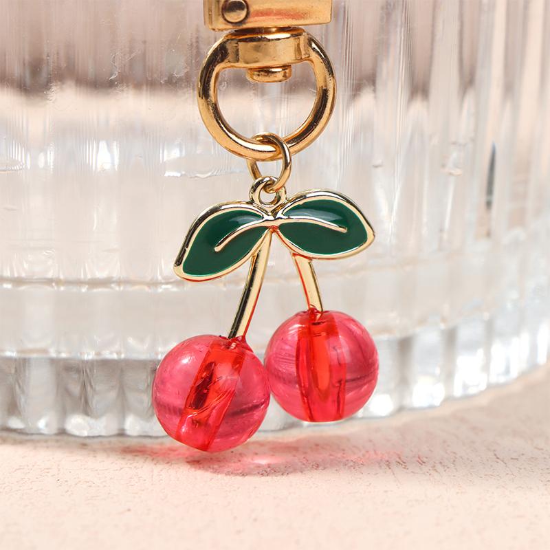 Charm Diy Jewelry Gifts Lovely Cherry Keychain Simulated Fruit Keyring Pendants For Women Girls Handbag Decoration