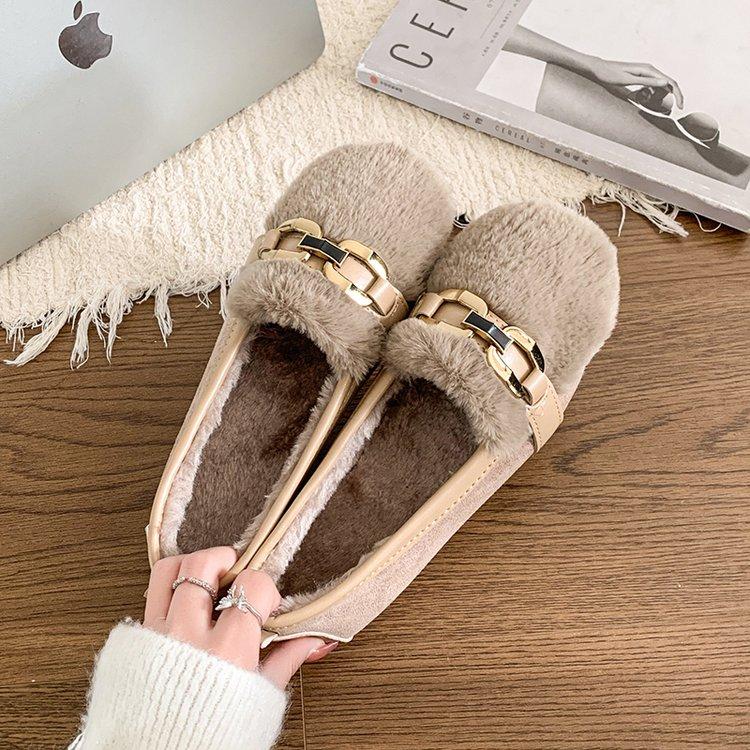 Женские туфли на толстой подошве из эдамаме на осень и зиму, женские бархатные хлопковые сапоги с круглым носком на одну ногу