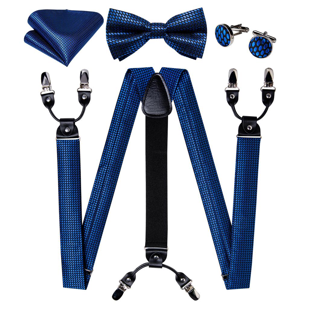 Dibangu Мужские подтяжки, регулируемые подтяжки, галстук-бабочка, карманные квадратные запонки, набор для мужчин, ширина 3,5 см, эластичные