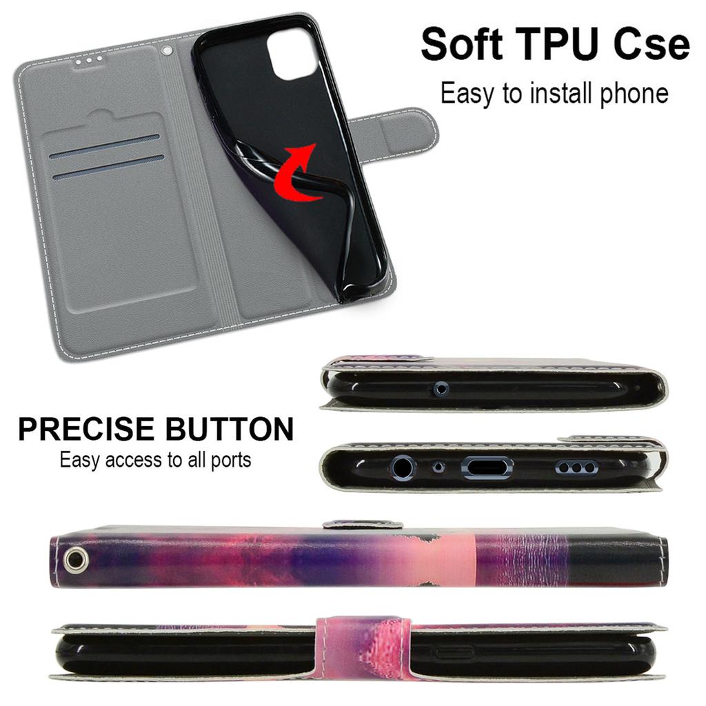 Setting Sun PU Leather Wallet Flip Photo Frame Book Case for iPhone Samsung Huawei Honor Xiaomi Redmi Oppo Sony Motorola Nokia Google