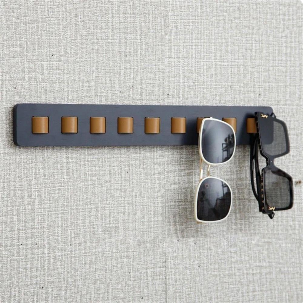 Wood Sunglasses Organizer Self-adhesive Glasses Hanger Eyeglass Storage Shelf Bathroom