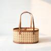 Handwoven Bamboo Basket Portable Handles Woven Storage Basket New Picnic Basket  Home Storage