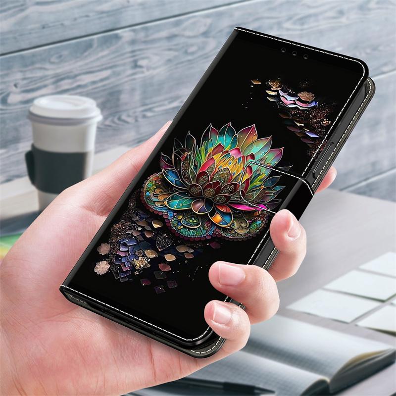 A55 A16 Кошелек Чехол для Samsung Galaxy A16 A55 A35 A25 A15 A51 A71 A31 A41 Чехол 3D Цветок Расписная Кожаная Карта Слот Чехол для Телефона