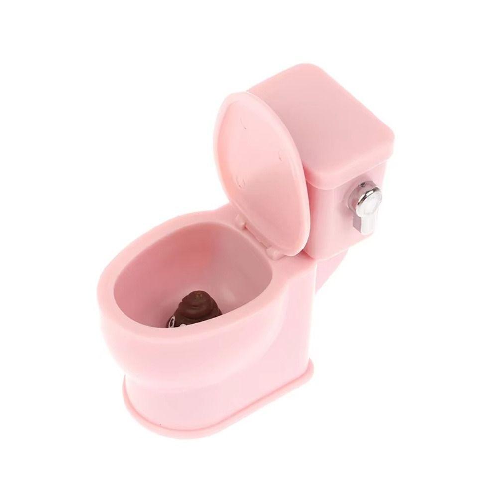 Flushing Sound Dollhouse Toilet Scene Prop Miniature Toilet Toys For Children