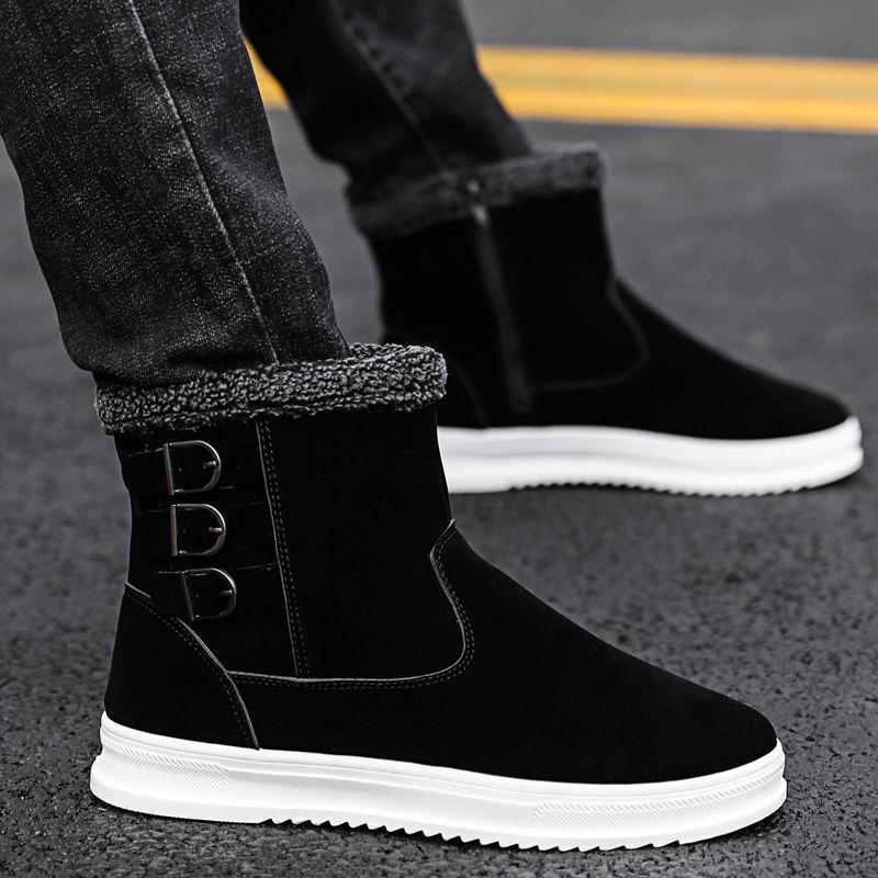 Fashion High-top Snow Boots Men's Winter Plus Velvet Thick Warm Non-slip Cotton Shoes Male Students Fashion Casual Platform Short Boots