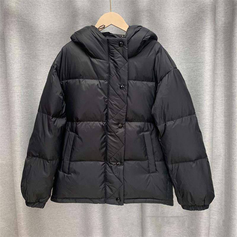 Зимняя свободная однотонная куртка с мягкой подкладкой на молнии и воротником с капюшоном, универсальное теплое белое пальто на утином пуху для женщин