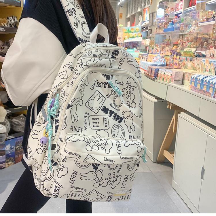 New Cute Doodle Street Boys Girls Backpack College Bag Outdoor Casual Fashion Sports Rucksack Men Women