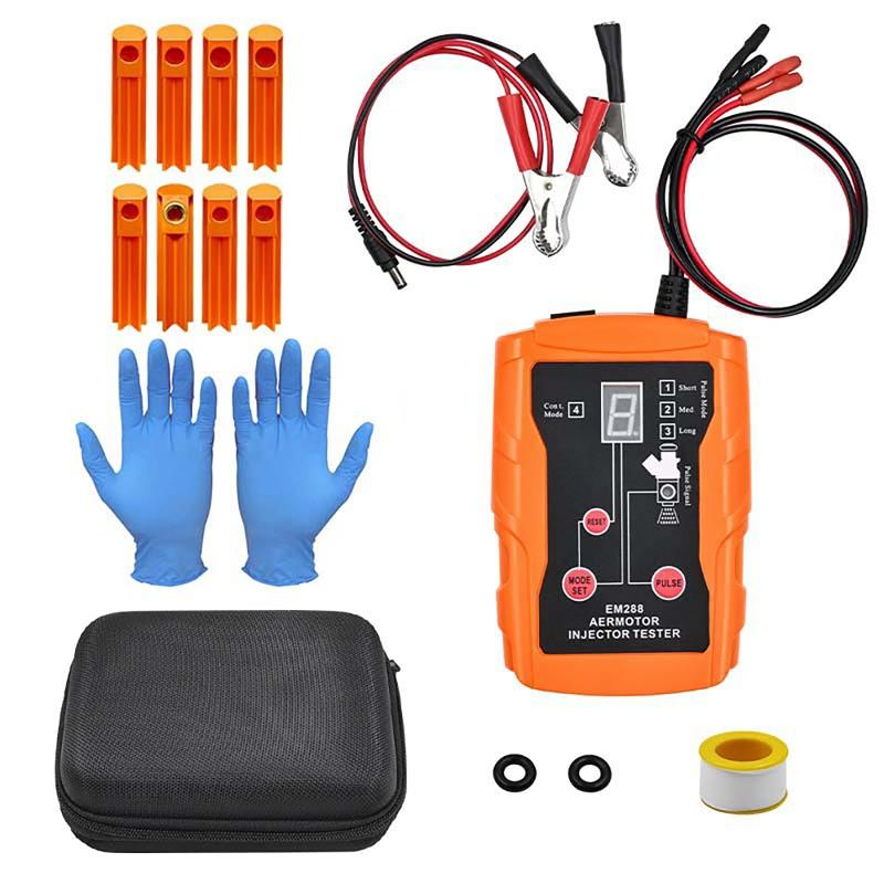 Car Fuel Cleaning Injector Tester DIY Cleaner Kit with 8 Pulse Modes 8 Test Leads LCD Display
