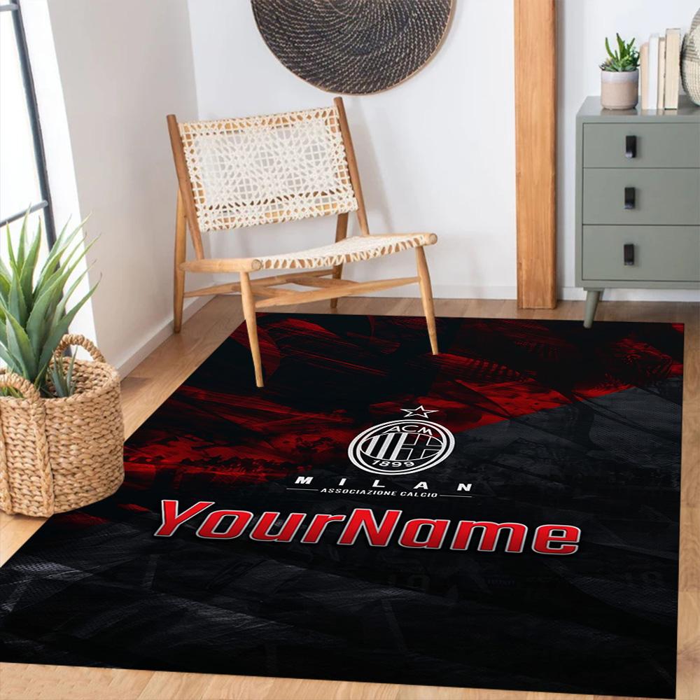 Ac Milan Customize Text Floor Rug Office Rug Perfect for Dormitory Outdoor Kitchen Hallway Anti-slip Rug Anime Office Decor