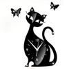 Digital Wall Clock Cute Cat Mirror Wall Clock 3D Sticker Modern Design Clock Home Decor