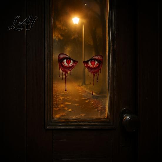 Blood Red Eyes Stickers Demon Window Sticker Dripping Wall Decal Realistic Removable Creepy Devil Static Cling Decal for Halloween Decoration