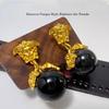 Fanjia Black Pearl & Gold Bead Designer Earrings