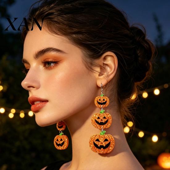 Cute Costume Earrings for Halloween Gifts 1 Pair Women, Acrylic Gothic Dangle Earrings, Creative Printed Spooky Bat Pumpkin Skeleton Drop Party Favors
