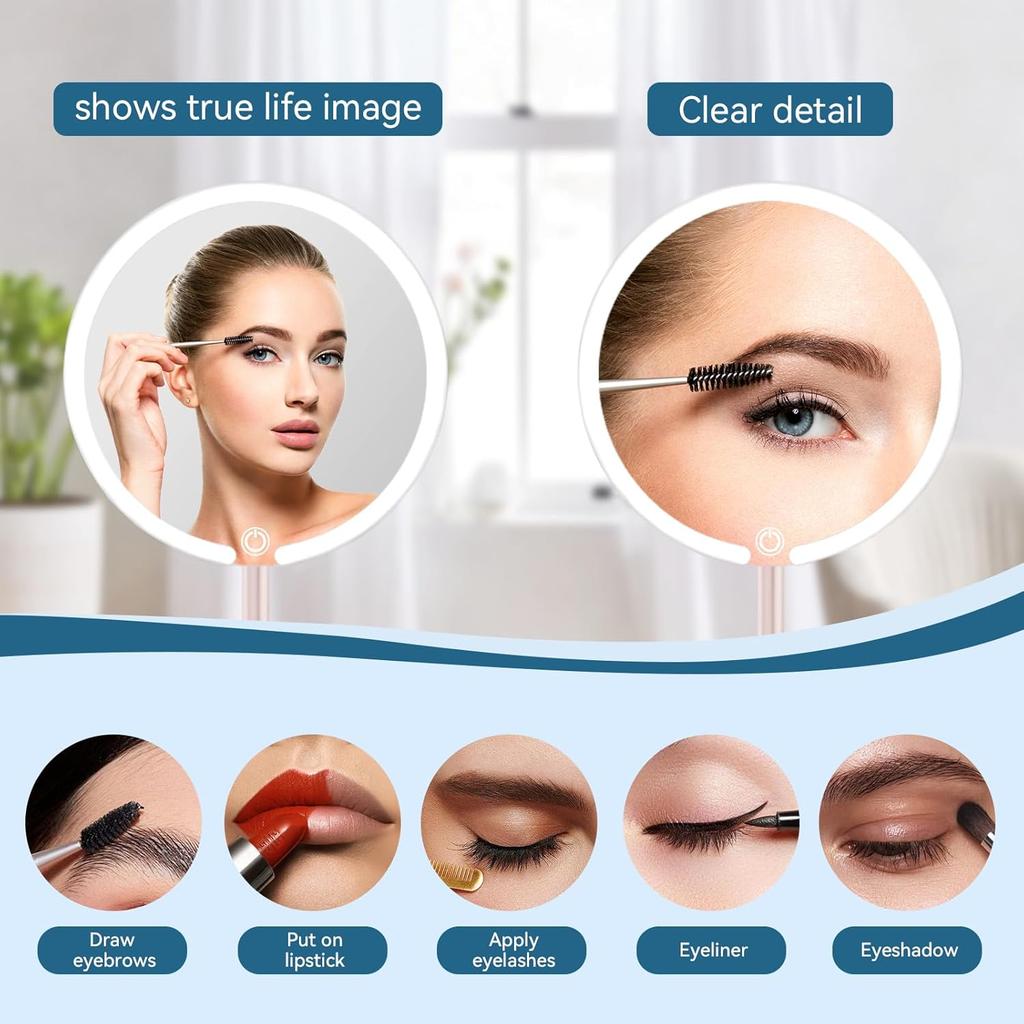 Портативное косметическое зеркало с подсветкой, сенсорным управлением, 3-уровневой яркостью, многоугольное светодиодное зеркало для макияжа и ухода