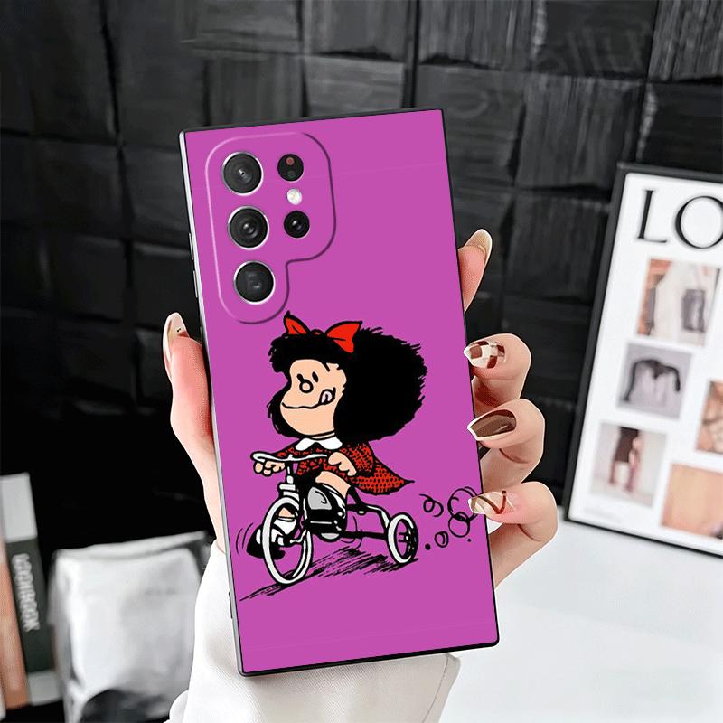 Mafalda Cartoon Cute Soft Phone Case for Samsung Galaxy S26 S25 Edge S24 Ultra S23 Plus S22 S21 FE S20 Black Cover Back Shell