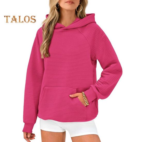 Осень-зима Женская толстовка с капюшоном, свободная, с большим накладным карманом, однотонная, с капюшоном, эластичные манжеты, повседневная одежда, спортивная, на все случаи жизни