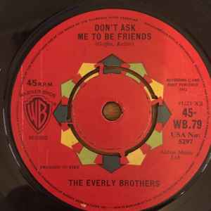 7-дюймовая пластинка EVERLY BROTHERS - Не проси меня быть другом 45WB79 Warner Bros. Re 1962 UK Рок Б/У