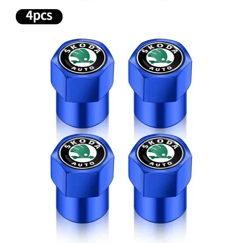 NADH5 4PCS Fashion Car Wheel Air Valve Dust Covers Accessories  For Skoda Fabia Octavia Karoq Kodiaq Kamiq Superb Rapid Scale