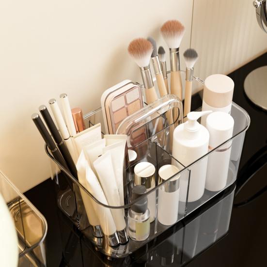 Ящик для хранения Штабелируемый Органайзер для стола с ручкой Большая вместимость 5 отделений Подставка для хранения канцелярских товаров и косметики