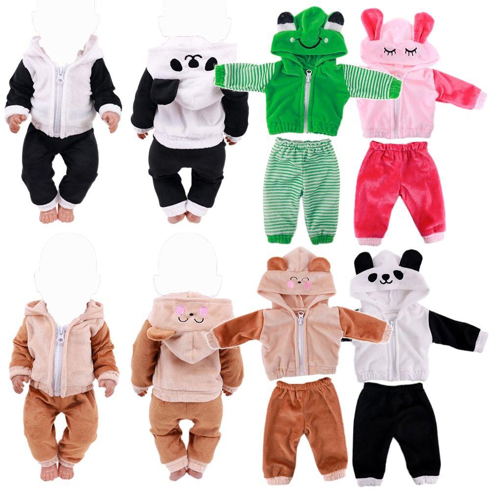 Кукольный домик Аксессуары Переодевание Игра Плюшевое Животное Кролик Лягушка Толстовки Брюки Комплект Кукольная Одежда